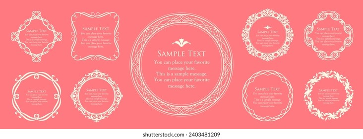 A girly frame design inspired by spring. Antique or vintage style decoration. Heading and border design set