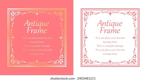A girly frame design inspired by spring. Antique or vintage style decoration. Heading and border design set