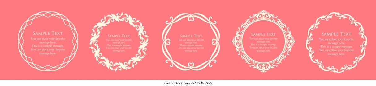 A girly frame design inspired by spring. Antique or vintage style decoration. Heading and border design set