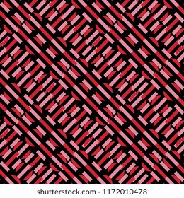 Girly geometric abstract seamless pattern with feminine colors and unique unusual shape. Vector illustration for wrapping, fashion, and textile print.