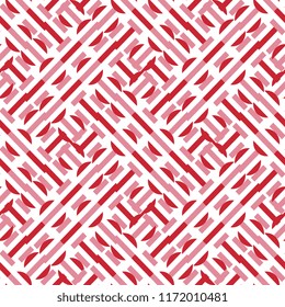 Girly geometric abstract seamless pattern with feminine colors and unique unusual shape. Vector illustration for wrapping, fashion, and textile print.