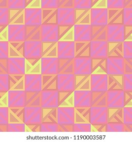 Girly geometric abstract seamless pattern multicolor background with pinky colors. Vector illustration for fashion wrapping and textile print.