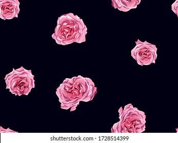 Girly Hawaiian Peony Background. Continuous Floral Design.Summer Peonies Leaves and Buds Sleepwear Texture. Rose Seamless Pattern. Botanic Rose Flower Swimwear Print. Green and Red