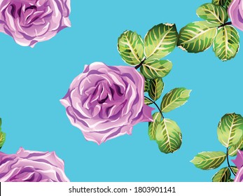 Girly Hawaiian Peony Background. Continuous Floral Design.Summer Peonies Leaves and Buds Sleepwear Texture. Botanic Rose Flower Swimwear Print. Green and Red Rose Seamless Pattern.