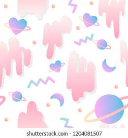 Girly love in space seamless background vector