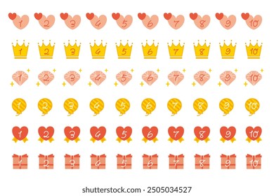 Girly Number Icon Set Pink