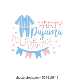 Girly Pajama Party Invitation Card Template With Paper Garland Inviting Kids For The Slumber Pyjama Overnight Sleepover