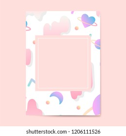 Girly pastel card mockup vector