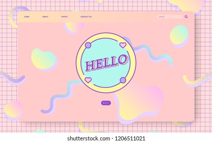 Girly pastel website design vector