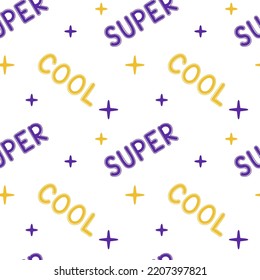 Girly pattern with cool cute stickers in y2k style. Vector illustration.
