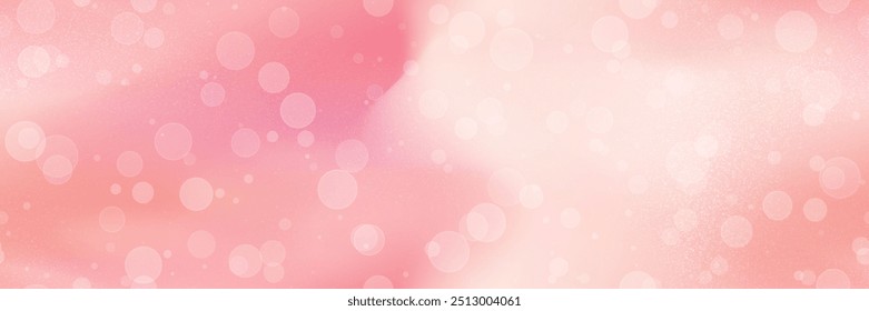 Girly pink blush gradient seamless bg with overlay noisy pattern. Abstract vector background with circles and ombre. Romantic wallpaper