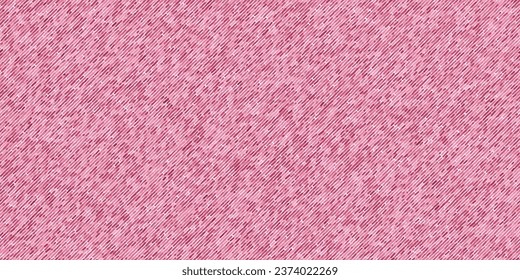 Girly pink denim pattern with diagonal stitches. Endless fabric texture. Abstract vector background.