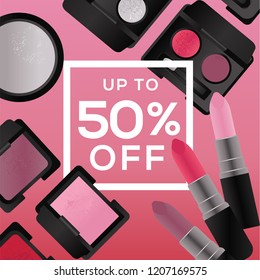 Girly pink makeup realistic vector