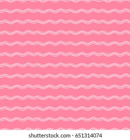 Girly pink seamless pattern with doodle waves.