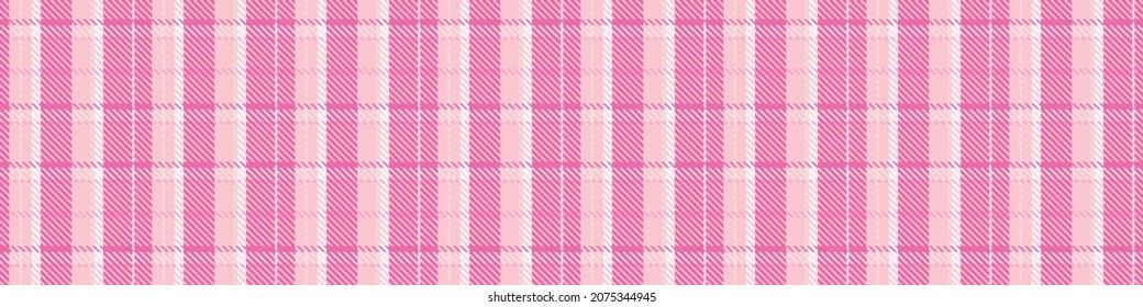 Borde vectorial de color rosa brillante sin costura. Banner de comprobación de colores brillante de Gingham. Tejidos de color. 