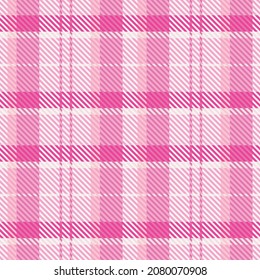 Patrón vectorial de chapa rosada sin costura. Fondo del verificador de color brillante de Gingham. Tejidos por todas partes. 