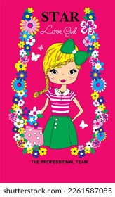 girly print pattern with colorful flowers black lettering and ribbon