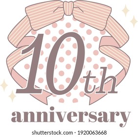 Girly ribbon and dot anniversary emblem logo 
