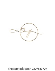 Forma de circunferencia y tema de amor con una letra de cola en forma de corazón G patrón de logotipo vectorial