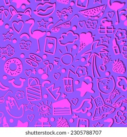 GIRLY SWEET PINK SUMMER. Fashionable, trendy seamless vector pattern for design and decoration.