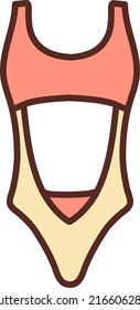 Girly swimsuit, illustration, vector on a white background.