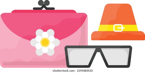 Girly Things vector icon design, Glamour and beauty symbol, Haute couture Sign, Fashion Show and Exhibition stock illustration, supermodel fashion accessories Concept