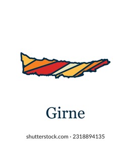 Girne Map vector illustration, black lettering design on white background, design template