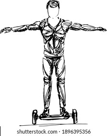 Giro, board transport, entertainment. vector stylized person