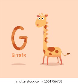 Girrafe Alphabet for children education in school. with cute and funny character