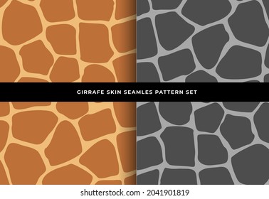 Girrafe skin seamless pattern set. Mammals Fur. Collection of print skins. Printable Background. Vector illustration.