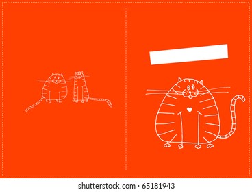 Girt card design, funny striped cat