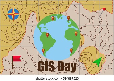 GIS Day. Geographic Information System. Flat vector illustration