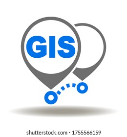 GIS Geographic Information Systems GPS Navigation App Logo. Map road location place marker gps tracking icon vector.