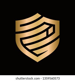 GIS or GIS initial logo with simple and elegant shield shape, Logo Vector Template