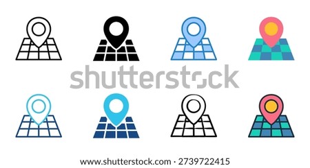 GIS mapping icons set multiple style collection. Editable stroke 
