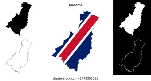 Gisborne blank outline map set