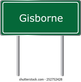Gisborne, New Zealand, road sign green vector illustration, road table