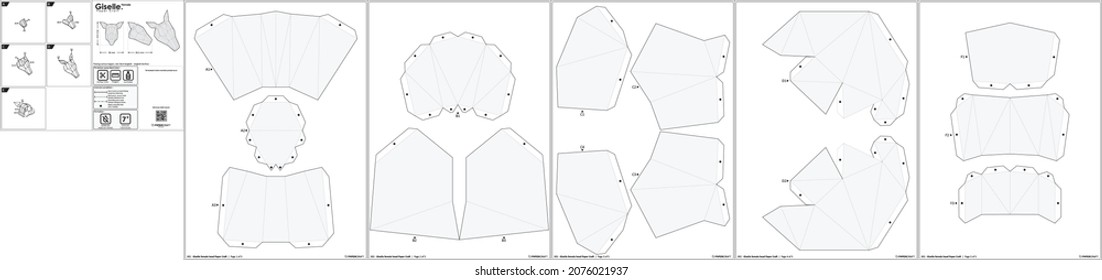 Giselle Head Papercraft is a mask design that resembles an animal head that you can print on A3 paper with a 1:1 scale, perfect for Halloween events.