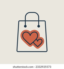 Tasche mit Herz einzeln Vektorsymbol. Bildsymbol für Website und Design von Apps, Logo, App, Benutzeroberfläche