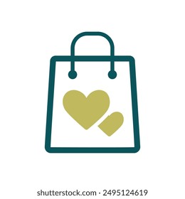 Sac épais avec coeur isolé  icône Image vectorielle. Symbole graphique pour le site web de détail et les applications  conception, logo, application , interface utilisateur