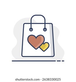 Gist bag with heart isolated vector icon. Graph symbol for retail web site and apps design, logo, app, UI
