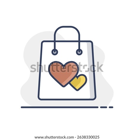 Gist bag with heart isolated vector icon. Graph symbol for retail web site and apps design, logo, app, UI