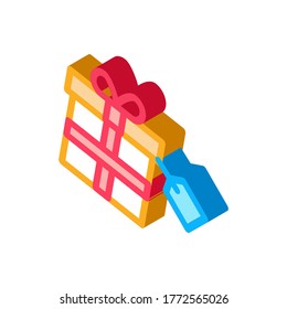 Gist Box Label Icon Vector. Isometric Gist Box Label sign. color isolated symbol illustration