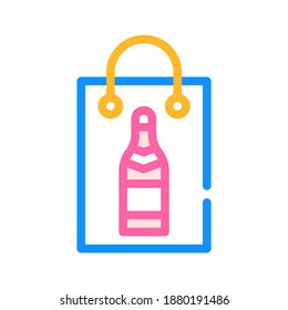 gist drink bottle in bag color icon vector. gist drink bottle in bag sign. isolated symbol illustration