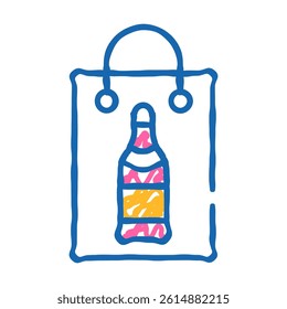 gist drink bottle in bag doodle icon sketch vector. gist drink bottle in bag sign. isolated symbol illustration