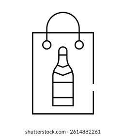 gist drink bottle in bag line icon vector. gist drink bottle in bag sign. isolated contour symbol black illustration