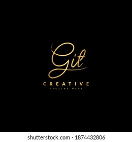 GIT handwritten signature logotype. Typography for company and business logo. Vector logo design.