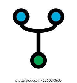 Git network icon line isolated on white background. Black flat thin icon on modern outline style. Linear symbol and editable stroke. Simple and pixel perfect stroke vector illustration.