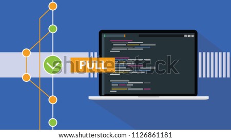 git pull command programming technology code repository online cloud vector illustration