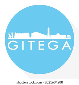 Gitega, Burundi Round Button City Skyline Design. Silhouette Stamp Vector Travel Tourism.